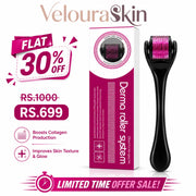 VelouraSkin Derma Roller for Hair and Beard Growth 540 micro needle roller with product packaging
