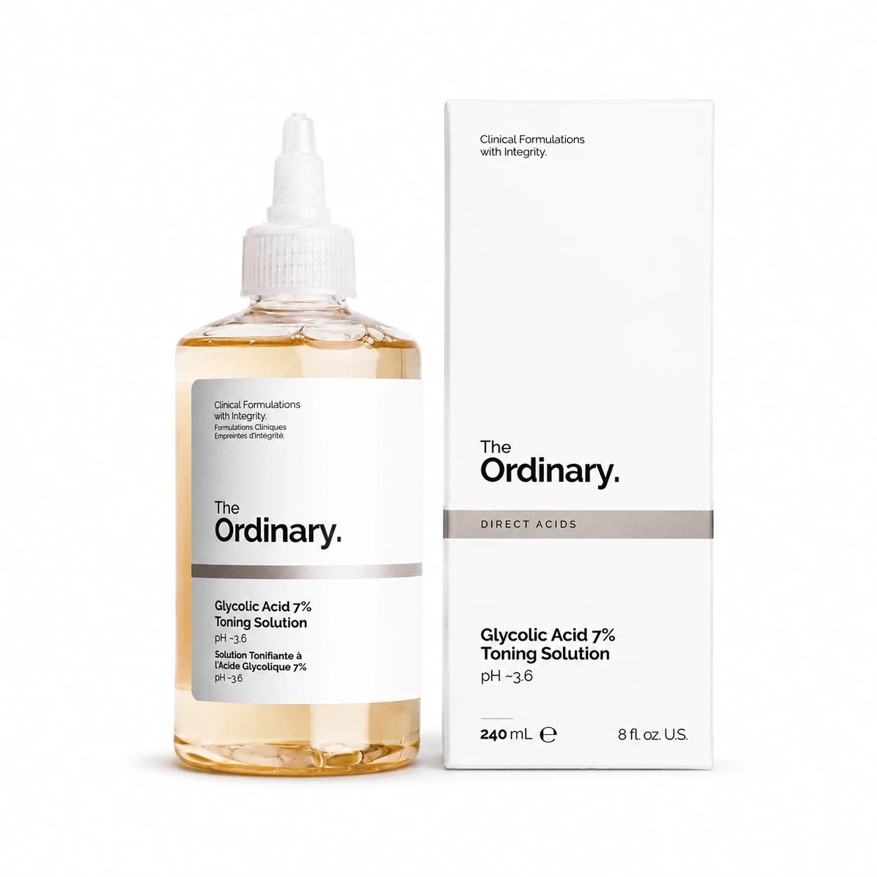 The Ordinary Glycolic Acid 7% Toning Solution 240ml exfoliating facial toner for brighter smoother skin