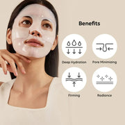 Model wearing Biodance Bio Collagen Real Deep hydrogel sheet mask for intensive hydration