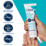 CeraVe Acne Foaming Cream Cleanser with 4 percent benzoyl peroxide for acne prone skin