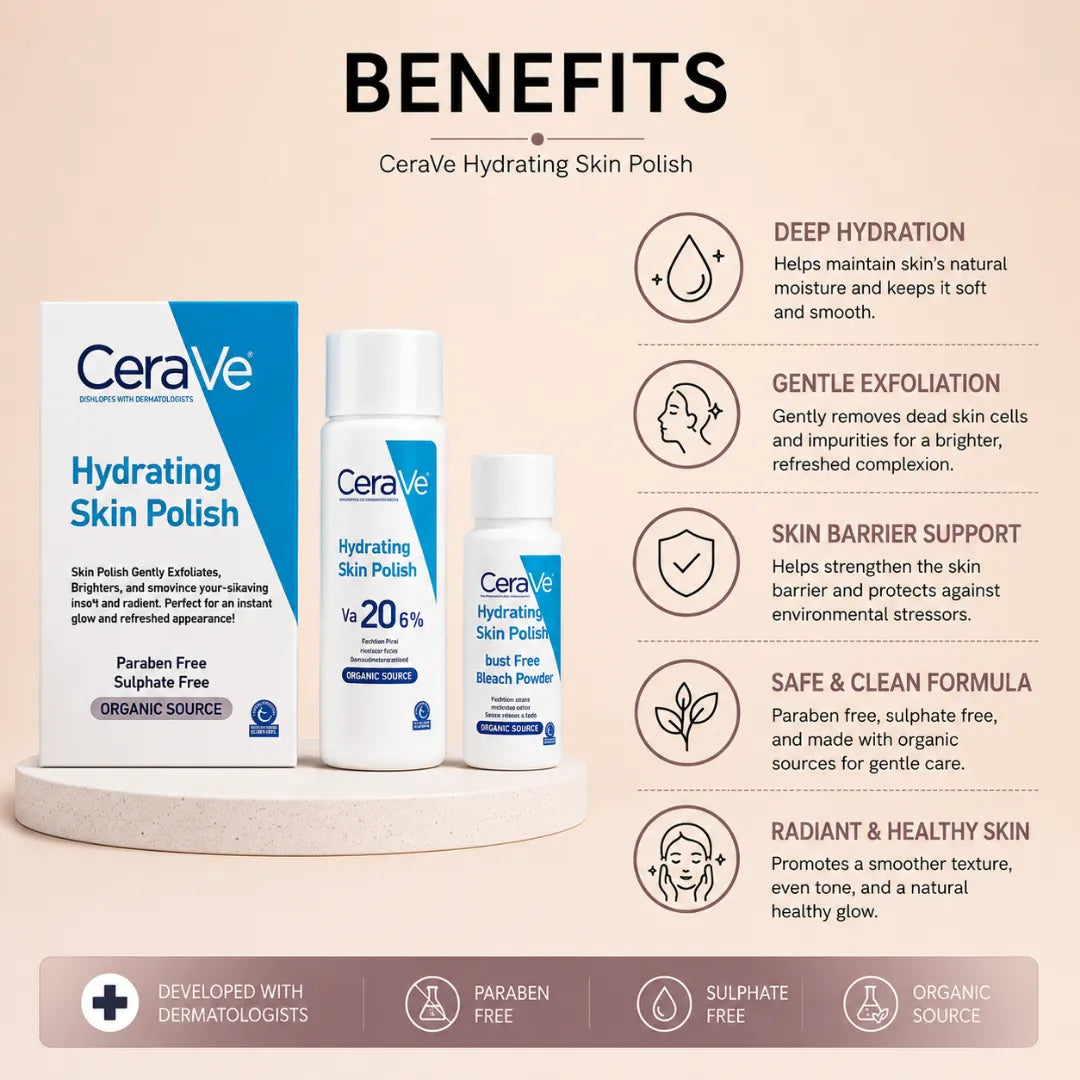 Benefits of CeraVe Hydrating Skin Polish for hydration exfoliation and radiant healthy skin