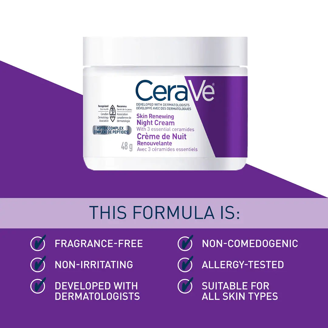 CeraVe Skin Renewing Night Cream with ceramides for overnight skin hydration