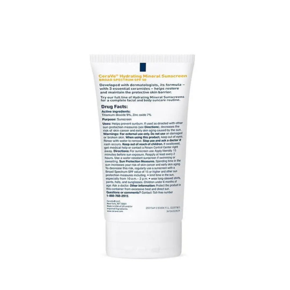 CeraVe Hydrating Mineral Sunscreen SPF 50 Face Cream