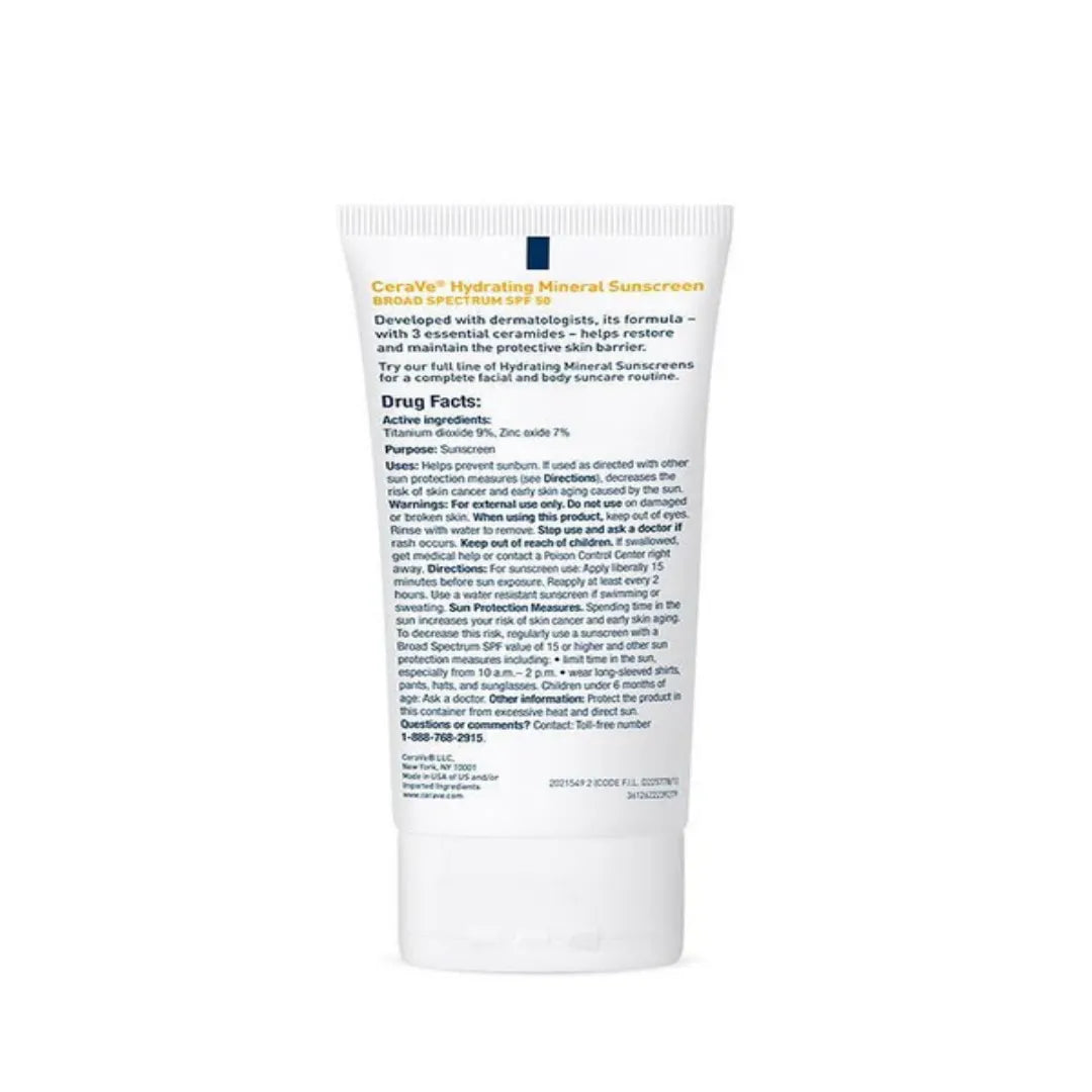 CeraVe Hydrating Mineral Sunscreen SPF 50 Face Cream