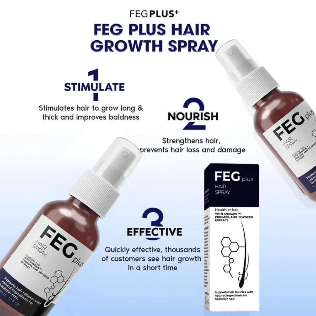 FEG Plus Hair Growth Spray helps nourish hair strengthen follicles and support healthier hair growth