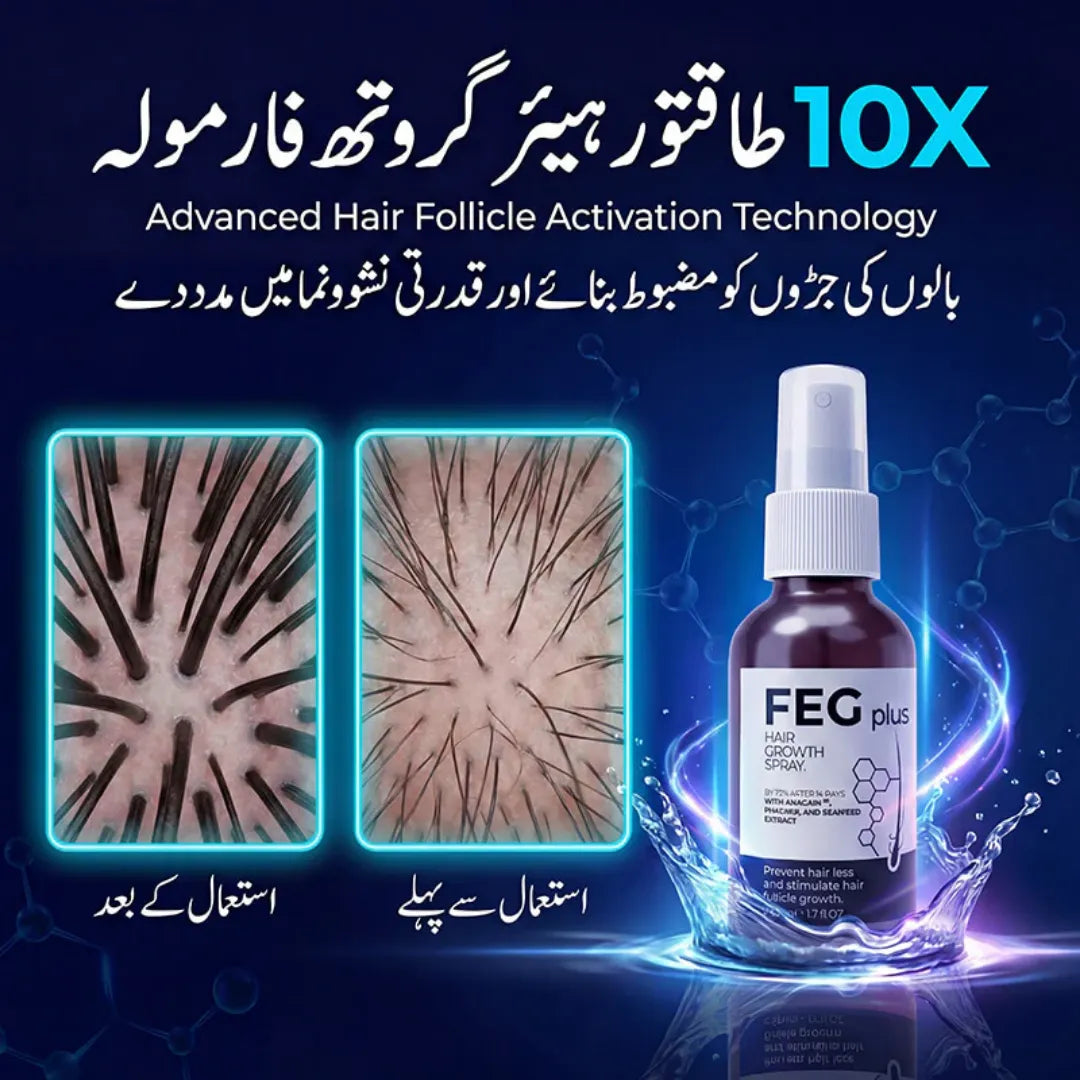 FEG Plus Hair Growth Spray advanced hair follicle activation technology for stronger healthier hair