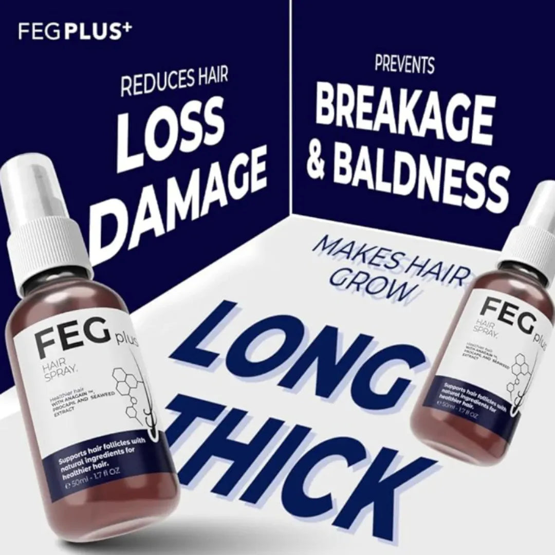 FEG Plus Hair Growth Spray supports long thick healthy hair while reducing hair breakage and thinning