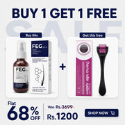 FEG Plus Hair Growth Spray with FREE Derma Roller bundle offer including 50ml spray and microneedling roller