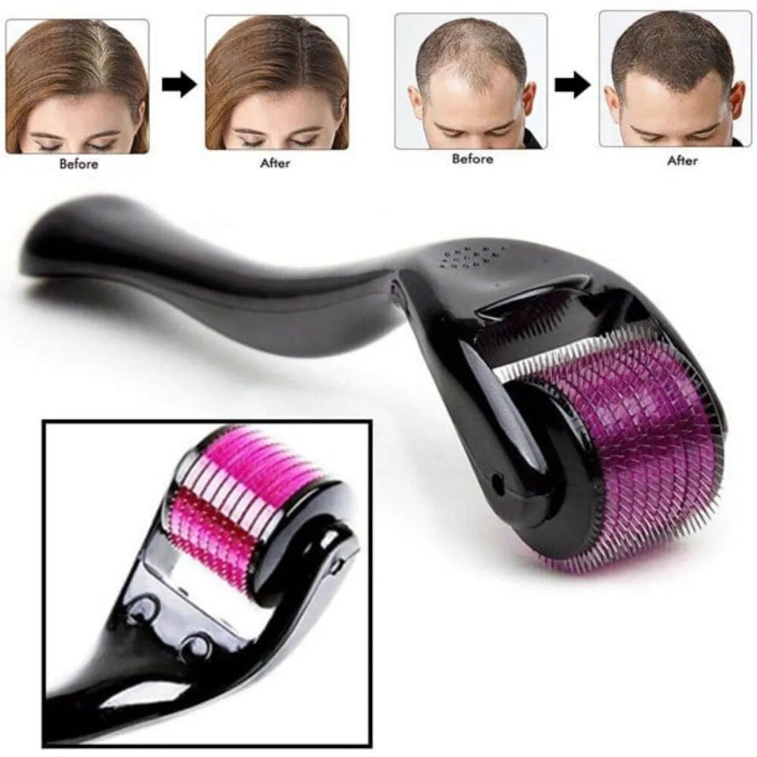Professional derma roller for scalp microneedling to support hair care and improve product absorption