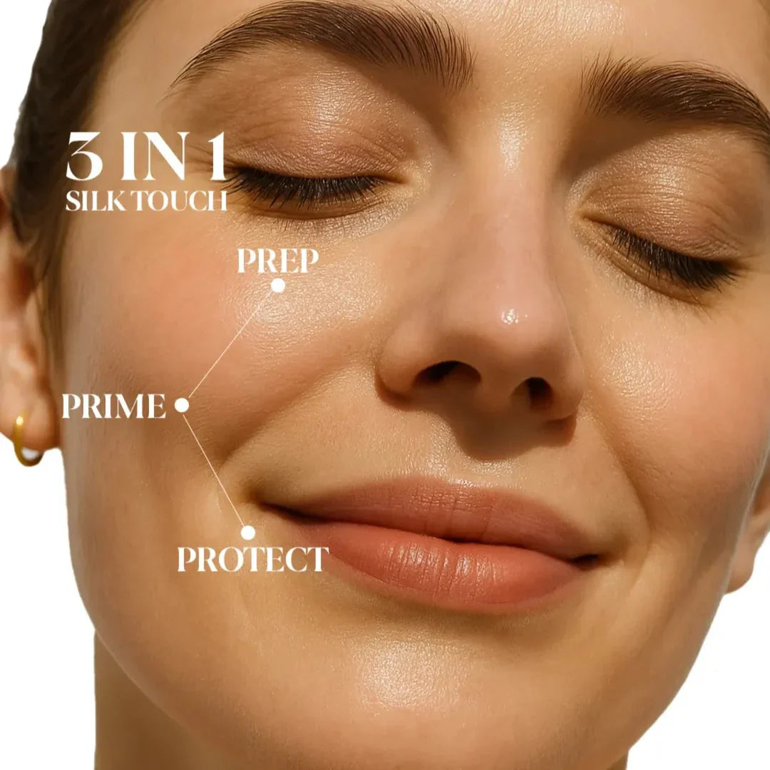 FLiCKA Silk Touch 3 in 1 moisturizer and primer prep prime protect skincare model image