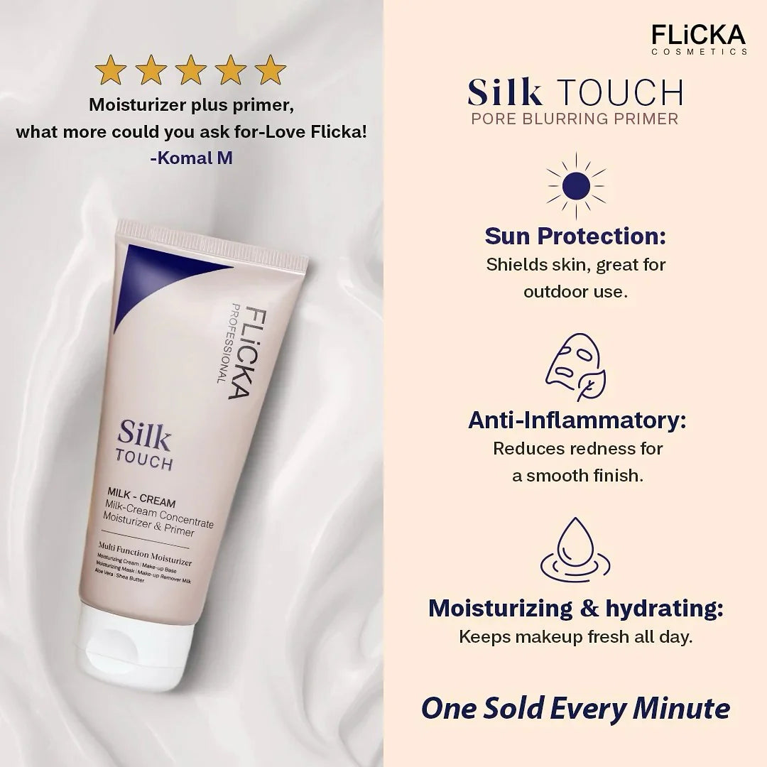 FLiCKA Silk Touch Pore Blurring Primer with moisturizer benefits review and skincare features
