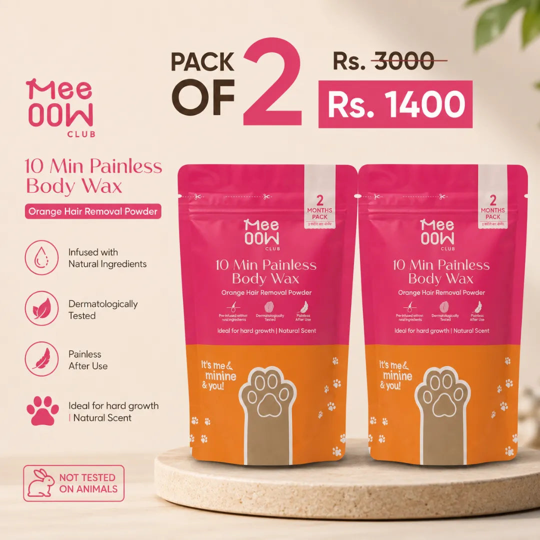 MeeOow Club 10-Minute Pain-Free Hair Removal Powder Wax Mask for Women - PACK OF 2