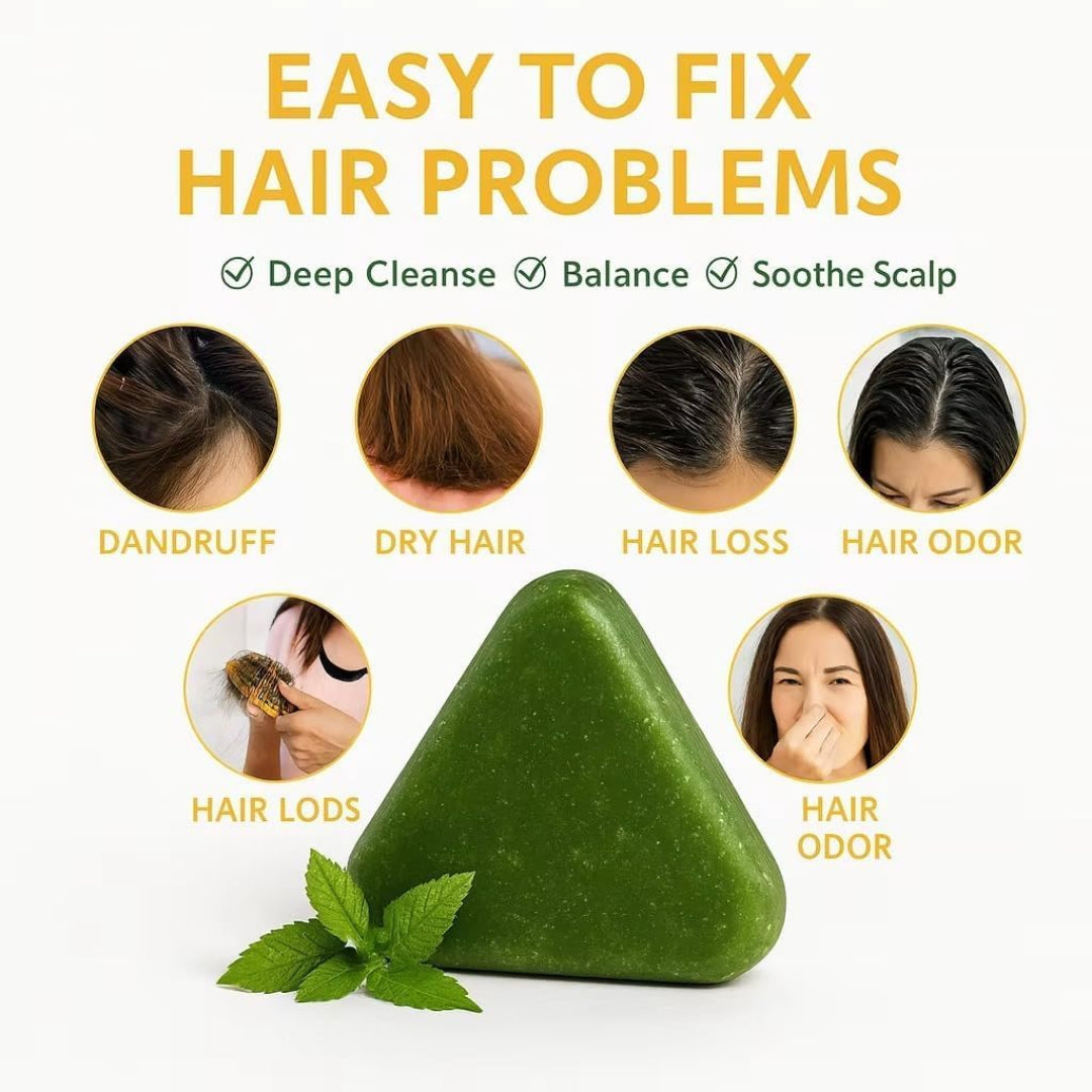 Nature Seven Green Shampoo Bar for dandruff dry hair oily scalp hair fall and deep cleansing