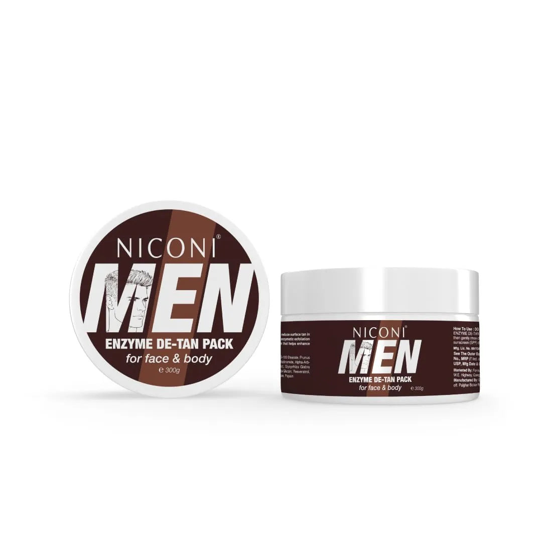 NICONI Men Enzyme De-Tan Pack 300g for face and body tan removal skincare cream for men