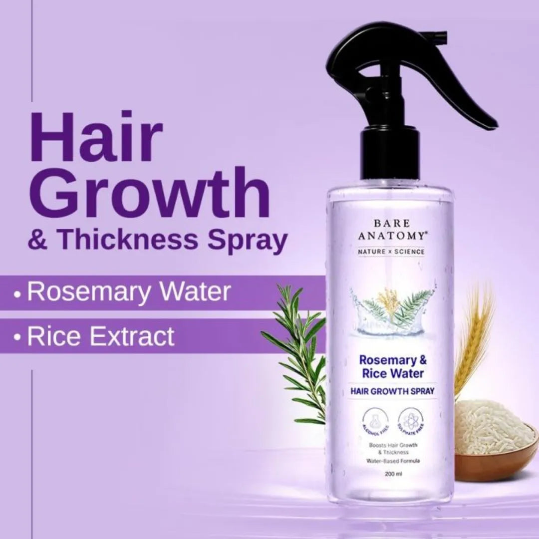 Bare Anatomy Rosemary Rice Water Hair Growth Spray with rosemary and rice extract