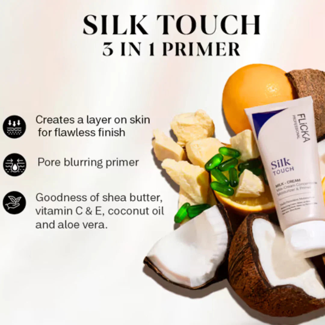 Flicka Silk Touch 3 in 1 Face Primer for Hydration Pore Blurring and Smooth Skin