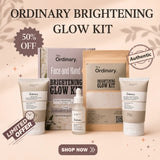 The Ordinary Brightening Glow Kit skincare set with 50 percent discount offer for glowing face and hand care