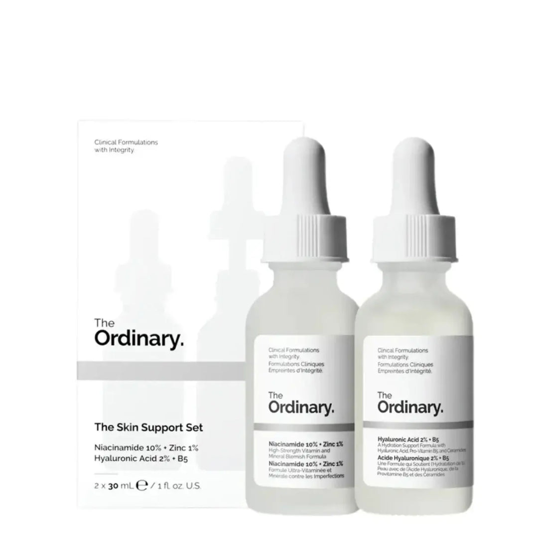 The Ordinary Niacinamide and Hyaluronic Acid Skin Support Set for hydration and skin balance