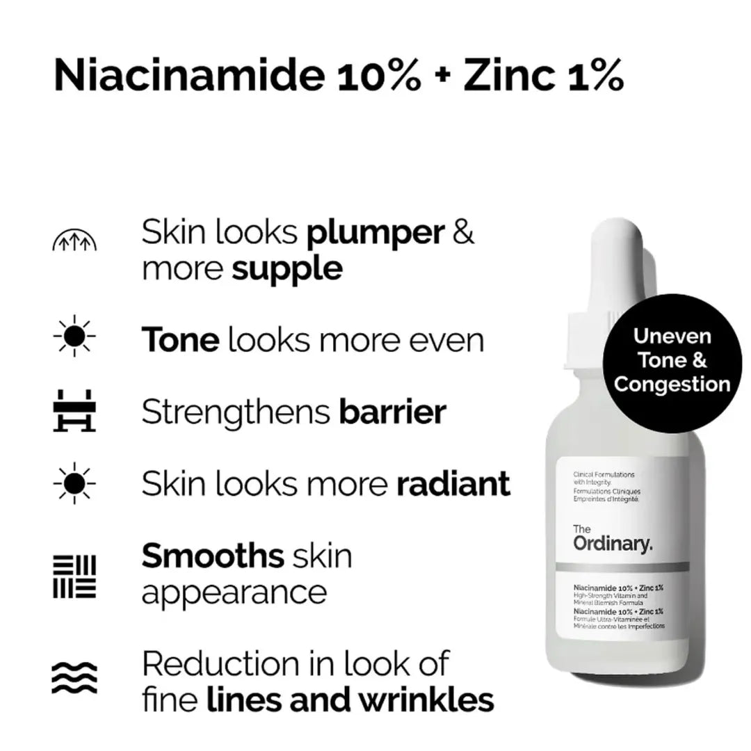 The Ordinary Niacinamide 10% Zinc 1% serum benefits for smoother brighter and healthy looking skin