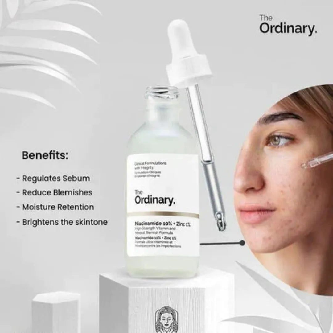 The Ordinary Niacinamide 10% + Zinc 1% face serum benefits for acne blemishes and oily skin