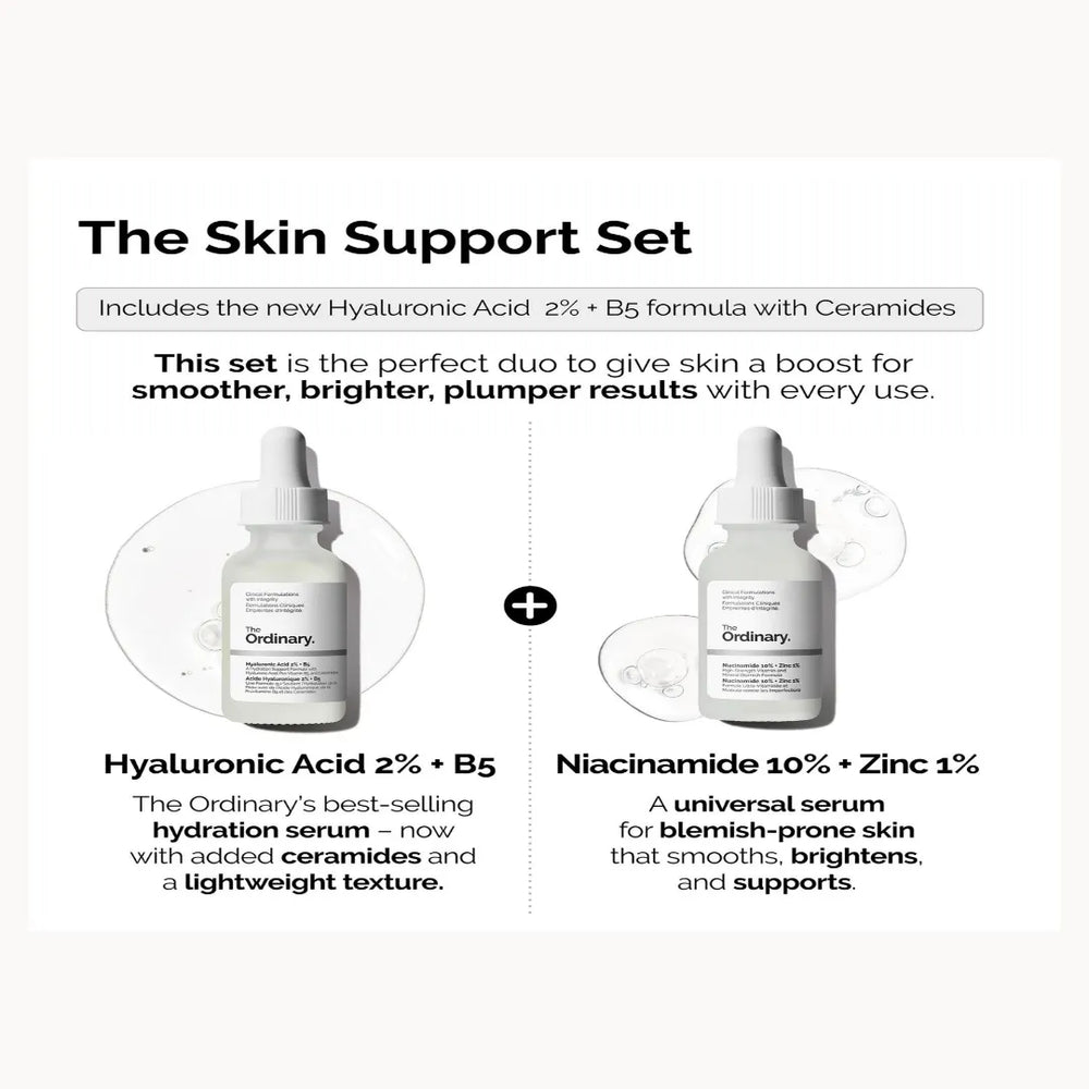 The Ordinary Skin Support Set skincare duo for hydration brightening and smoother skin appearance