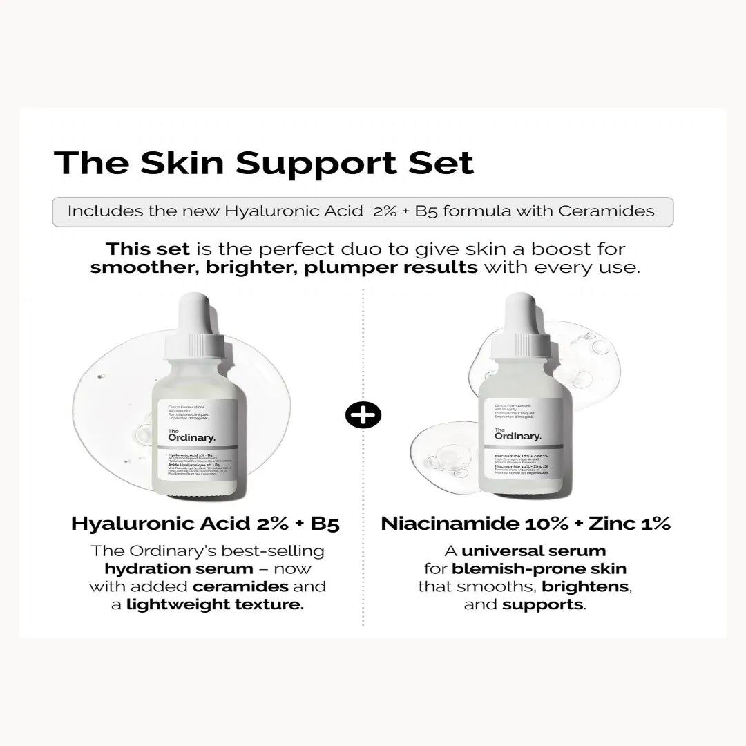 The Ordinary Skin Support Set skincare duo for hydration brightening and smoother skin appearance