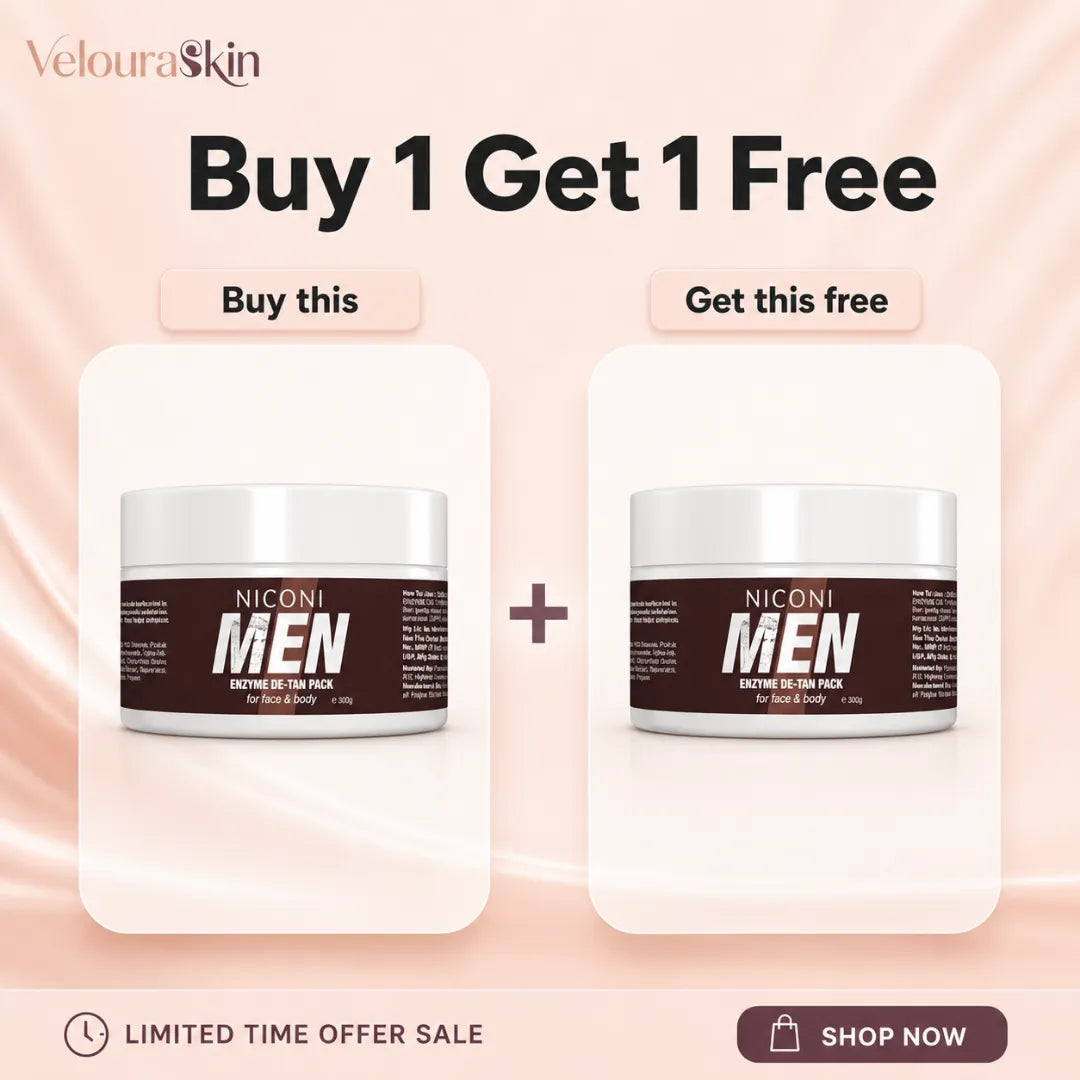 Buy 1 Get 1 Free Niconi Men Enzyme De-Tan Pack for face and body skincare