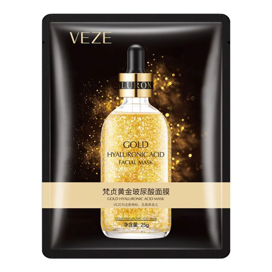VEZE Gold Hyaluronic Acid Facial Mask for moisturizing and glowing skin
