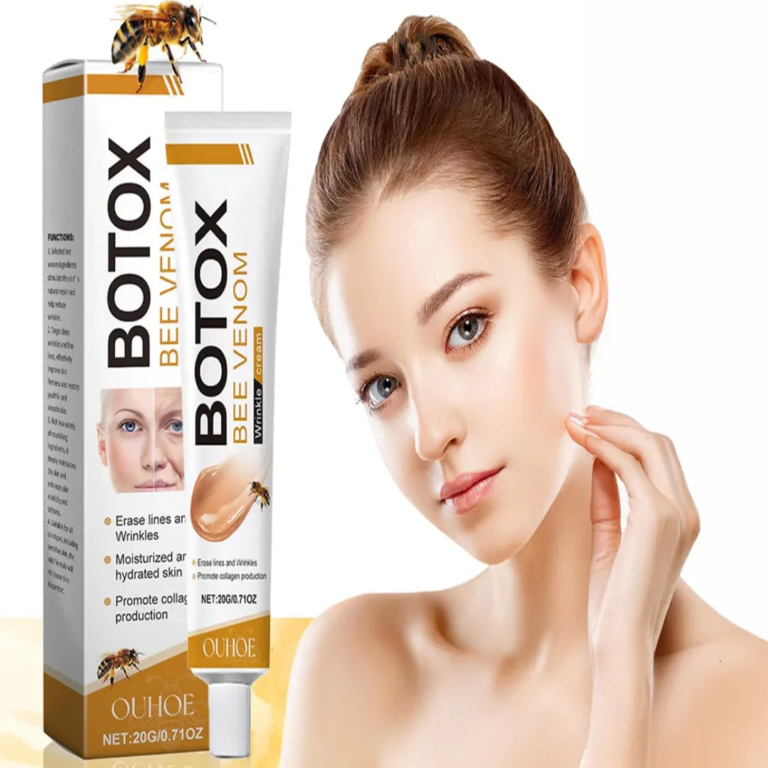 Weedy Botox Bee Venom Wrinkle Cream moisturizing anti wrinkle skincare cream with beauty model